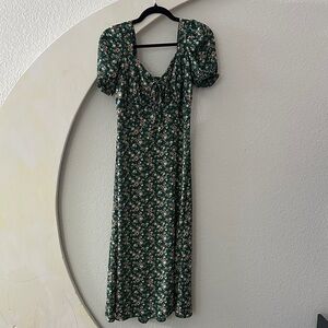 Floral Green Dress puff sleeve dress size large